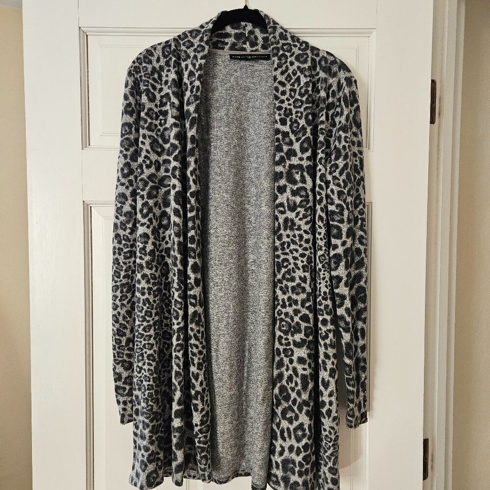WHBM Gray Leopard Print Cardigan (M)
